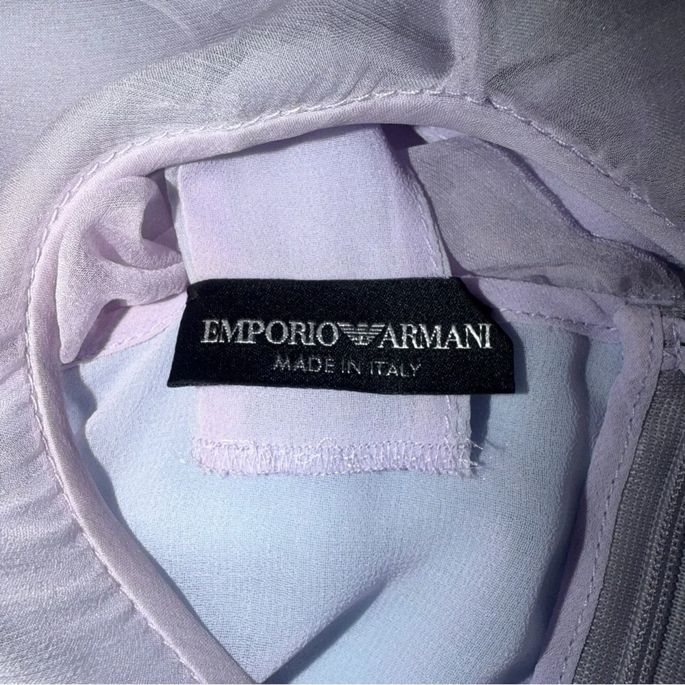 Emporio Armani Purple Blue Midi Dress Silk Chiffon Colorblock 4 Formal Wedding - Picture 11 of 12